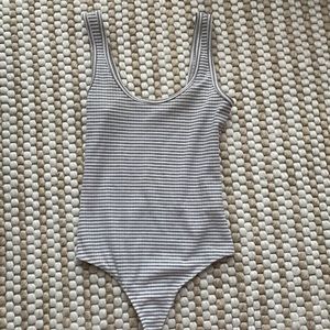 Dex white and grey striped body suit